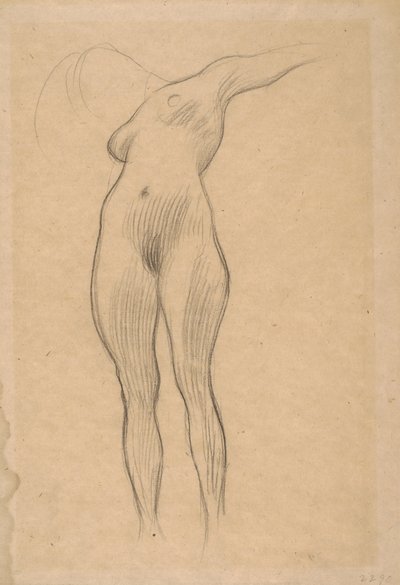 Schwebende Frau mit ausgestrecktem Arm (Studie für Medizin), 1900-1901 von Gustav Klimt